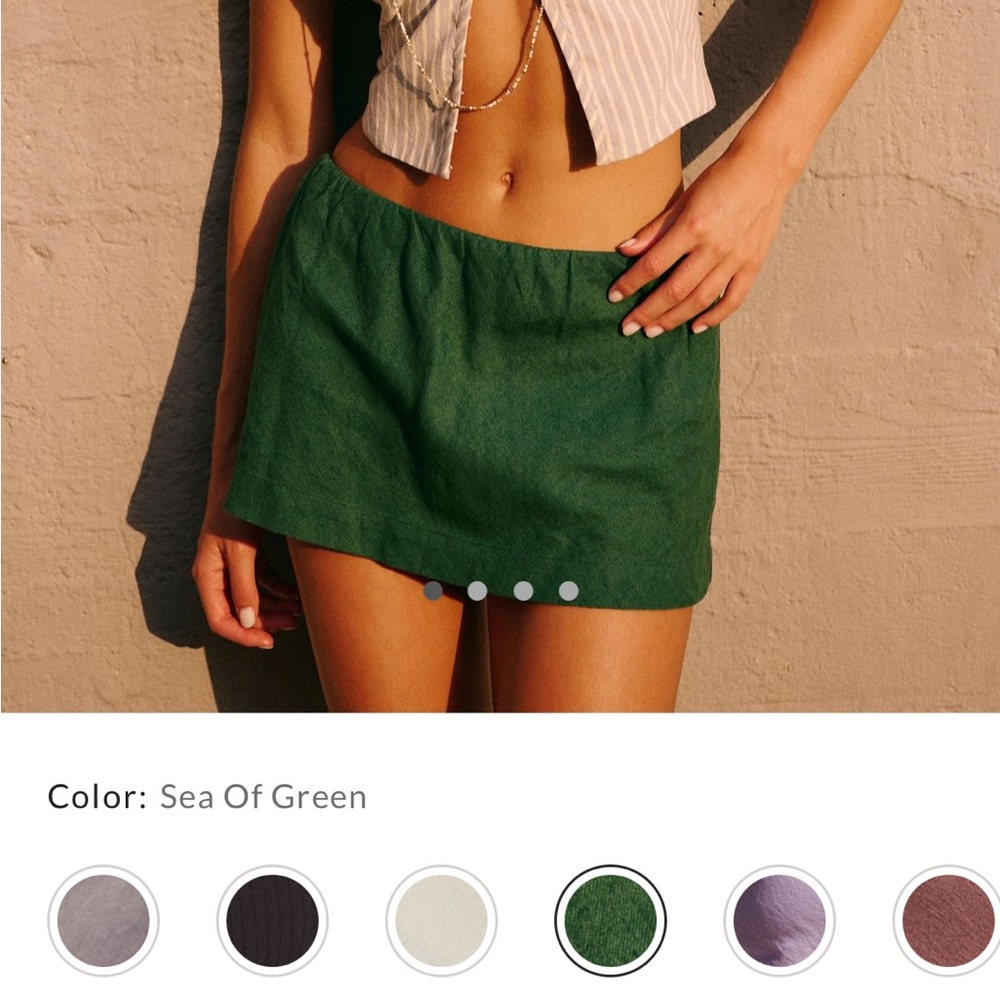 Free People Green Cotton-Linen Skirt NWT